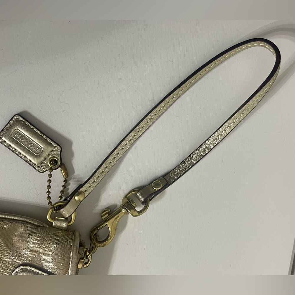 Coach Metallic Gold‎ and Tan Wristlet - Picture 3 of 9